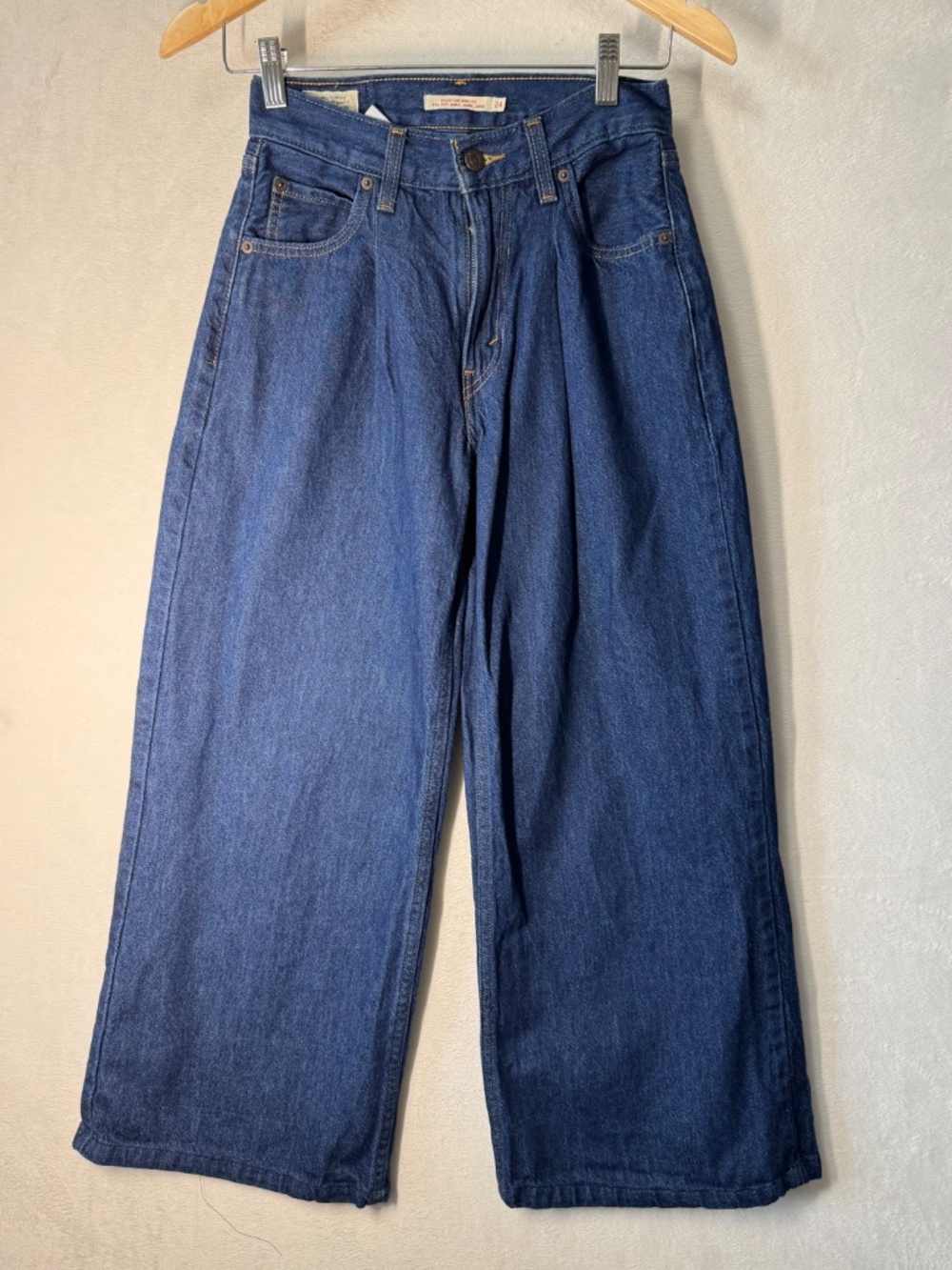 Levi's Premium Baggy Dad Wide Leg Dark Blue Wide Leg Flare Jeans size 24 - Picture 3 of 12